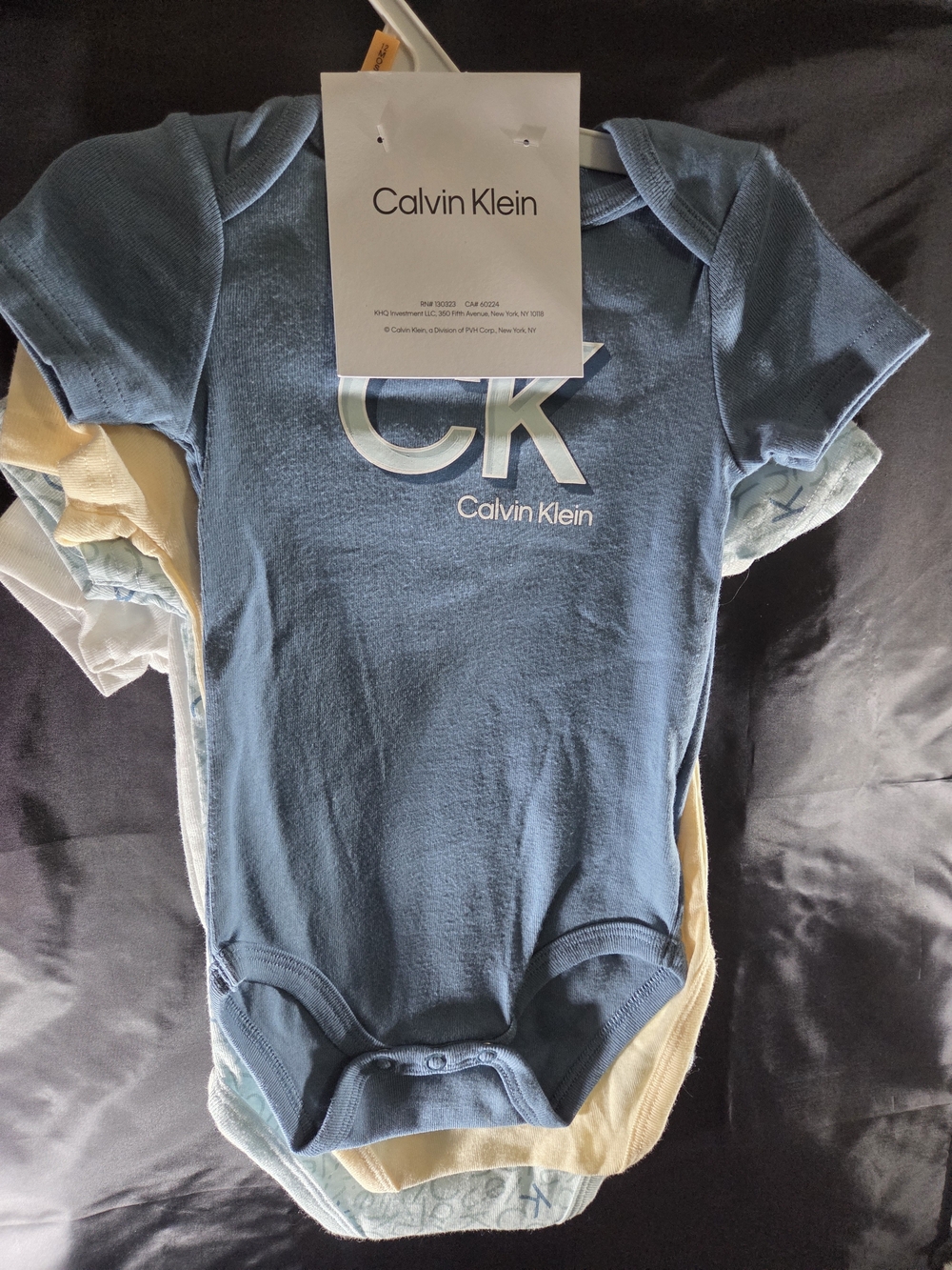 Calvin Klein 4-Pack Blue Logo Baby One-Piece Bodysuits